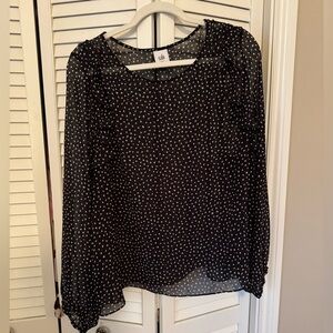 CAbi Black and White Polka Dot Blouse
